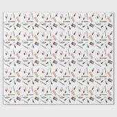 Makeup patroon met lippenstift, Mascara, borstels, Cadeaupapier (Vlak)