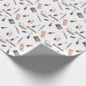 Makeup patroon met lippenstift, Mascara, borstels, Cadeaupapier (Hoek)