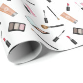 Makeup patroon met lippenstift, Mascara, borstels, Cadeaupapier (Rol Hoek)