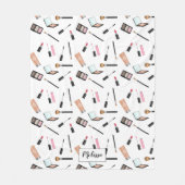 Makeup Patroon met Mascara, lipstick, enz. en naam Fleece Deken (Voorkant)