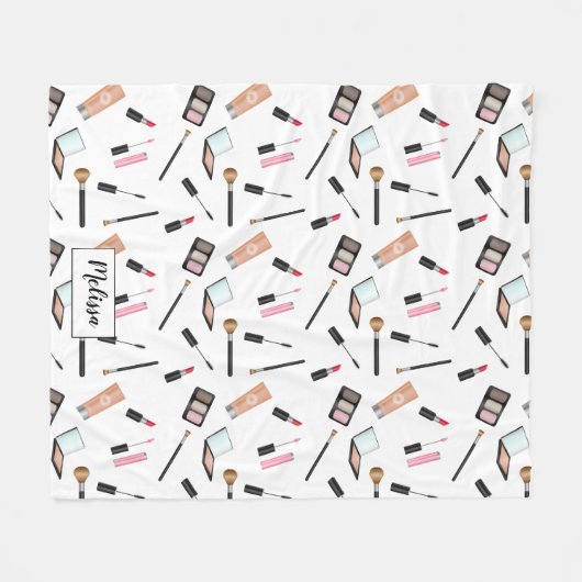 Makeup Patroon met Mascara, lipstick, enz. en naam Fleece Deken (Voorkant (Horizontaal))