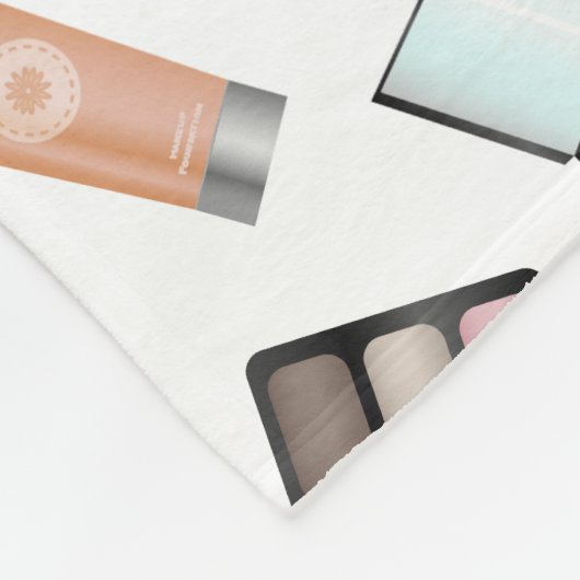 Makeup Patroon met Mascara, lipstick, enz. en naam Fleece Deken (Hoek)