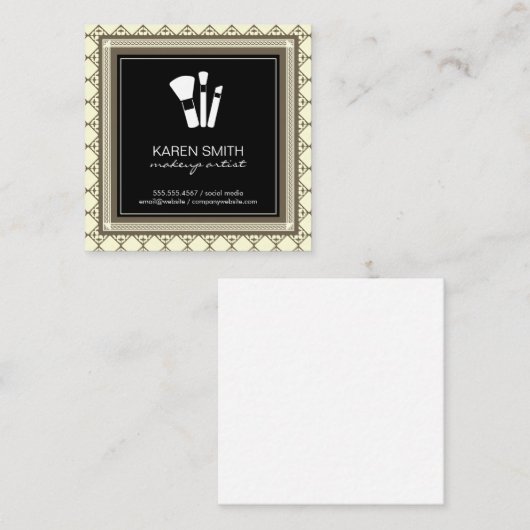 Makeup-penselen | Makeup Artist | Grens Vierkante Visitekaartje (Voorkant / Achterkant)