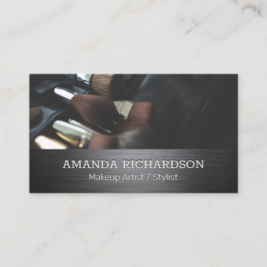 Makeup-penselen | Metaal Zilver geborsteld Visitekaartje (Voorkant)
