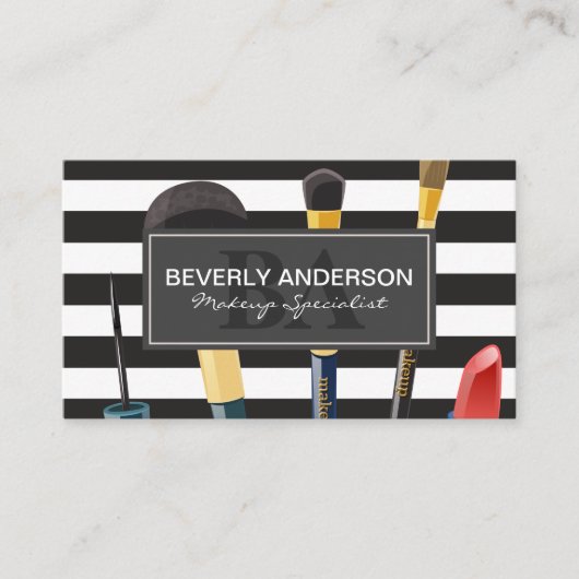 Makeup-penselen | Stripes | Appel Afsprakenkaartje (Voorkant)