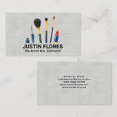 Makeup-penselen | Witte lederen textuur Visitekaartje (Voorkant / Achterkant)