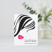 Makeup Pictogram Vrouw gezicht in zwarte witte roz Briefkaart (Staand voorkant)