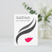 Makeup Pictogram Vrouw gezicht in zwarte witte roz Briefkaart (Staand voorkant)