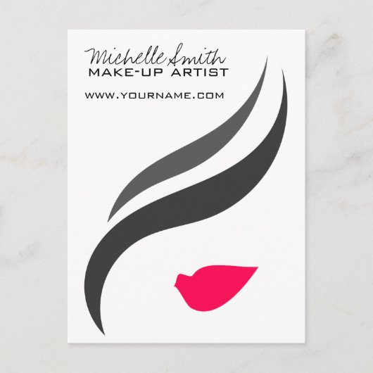 Makeup Pictogram Vrouw gezicht in zwarte witte roz Briefkaart (Voorkant)