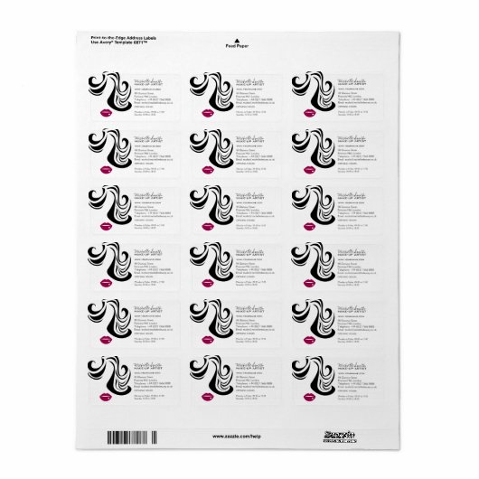 Makeup Pictogram Vrouw gezicht in zwarte witte roz Etiket (Full Sheet)