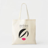 Makeup Pictogram Vrouw gezicht in zwarte witte roz Tote Bag (Voorkant)