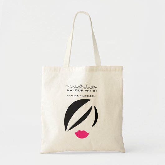 Makeup Pictogram Vrouw gezicht in zwarte witte roz Tote Bag (Voorkant)