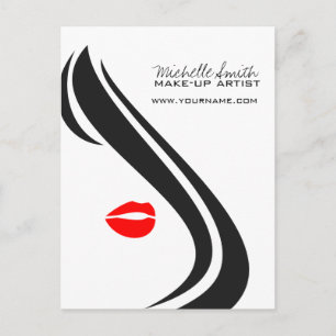 Makeup Pictogram Vrouw met zwarte witte rode lippe Briefkaart