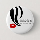 Makeup Pictogram Vrouw met zwarte witte rode lippe Ronde Button 5,7 Cm (Voorkant)
