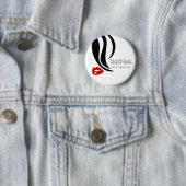 Makeup Pictogram Vrouw met zwarte witte rode lippe Ronde Button 5,7 Cm (In situ)