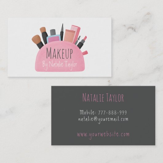 Makeup Pouch Makoverse Visitekaartjes (Voorkant / Achterkant)