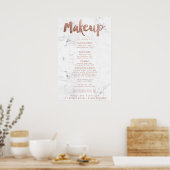 Makeup prijs typografie roos goud witte marmer poster (Keuken)