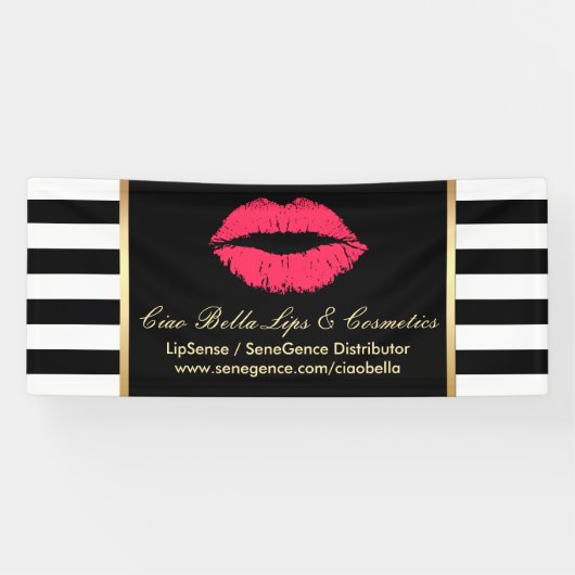 Makeup Product Distributor Red Lips Modern Stripes Spandoek (Horizontaal)