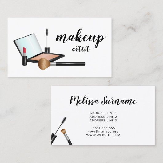 Makeup Products Makeup Artist Cosmetoloog Visitekaartje (Voorkant / Achterkant)