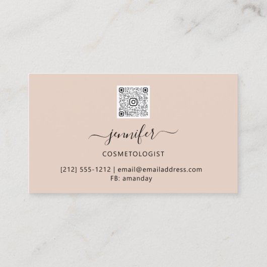 Makeup QR Code Powder Blush Roos Gold Visitekaartje (Achterkant)