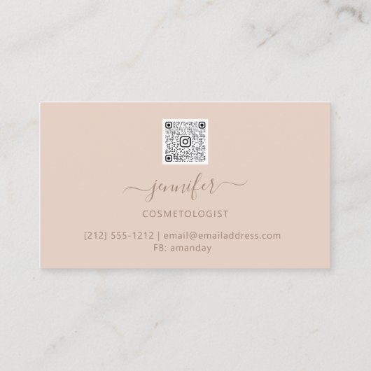 Makeup QR Code Powder Blush Skinny Visitekaartje (Achterkant)