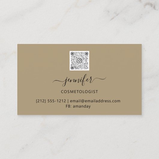 Makeup QR Code Powder Mustard Green Gold Visitekaartje (Achterkant)