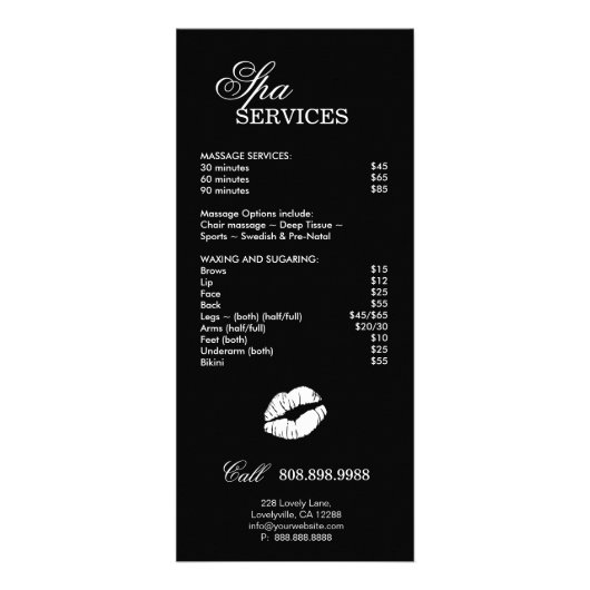Makeup Rack Card Beauty Cosmetologist Service Menu (Achterkant)