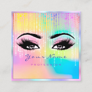 Makeup Rainbow Professional Eyeash Holografen Roze Vierkante Visitekaartje