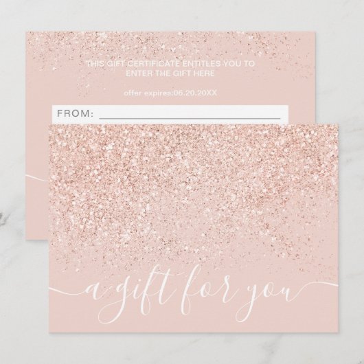 Makeup roos glitter pastel gift certificaat (Voorkant / Achterkant)