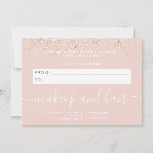 Makeup roos glitter pastel gift certificaat (Achterkant)