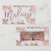 Makeup roos goud bloemtypografie witte marmer visitekaartje (Voorkant / Achterkant)