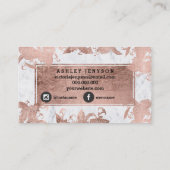 Makeup roos goud bloemtypografie witte marmer visitekaartje (Achterkant)