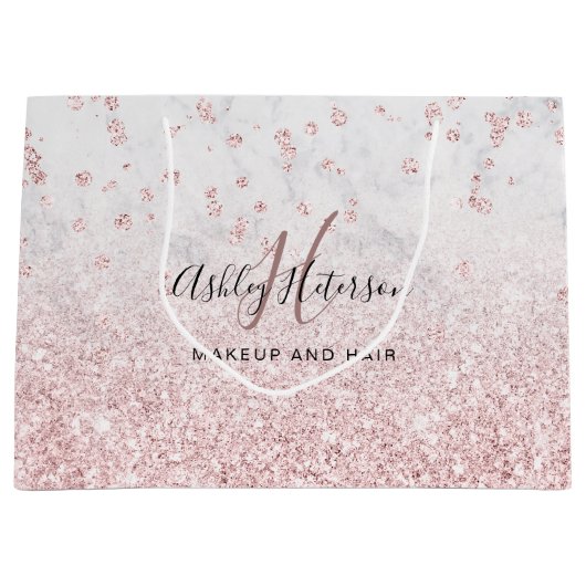 Makeup roos goud glitter marmer sparkle confetti groot cadeauzakje (Voorkant)