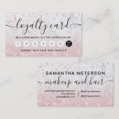 Makeup roos goud glitter marmer sparkle confetti klantenkaartje (Voorkant / Achterkant)