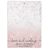 Makeup roos goud glitter marmer sparkle confetti klembord (Achterkant)