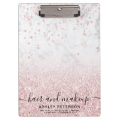 Makeup roos goud glitter marmer sparkle confetti klembord (Voorkant)