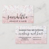 Makeup roos goud glitter marmer sparkle confetti visitekaartje (Voorkant / Achterkant)