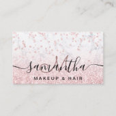 Makeup roos goud glitter marmer sparkle confetti visitekaartje (Voorkant)