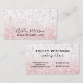 Makeup roos goud glitter marmer sparkle confetti visitekaartje (Voorkant / Achterkant)