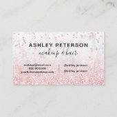 Makeup roos goud glitter marmer sparkle confetti visitekaartje (Achterkant)