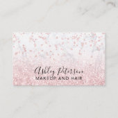 Makeup roos goud glitter marmer sparkle confetti visitekaartje (Voorkant)