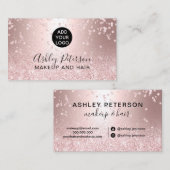 Makeup roos goud glitter metallic logo visitekaartje (Voorkant / Achterkant)