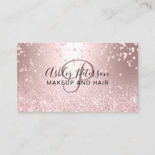 Makeup roos goud glitter metallic monogram ombre visitekaartje