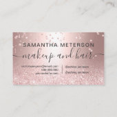 Makeup roos goud glitter metallic sparkle confetti afsprakenkaartje (Achterkant)