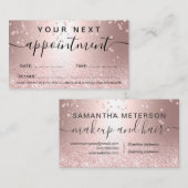 Makeup roos goud glitter metallic sparkle confetti afsprakenkaartje (Voorkant / Achterkant)