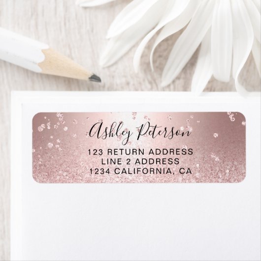 Makeup roos goud glitter metallic sparkle confetti etiket (Insitu)