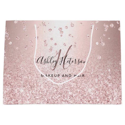 Makeup roos goud glitter metallic sparkle confetti groot cadeauzakje (Voorkant)