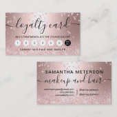 Makeup roos goud glitter metallic sparkle confetti klantenkaartje (Voorkant / Achterkant)