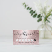 Makeup roos goud glitter metallic sparkle confetti klantenkaartje (Staand voorkant)