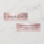 Makeup roos goud glitter metallic sparkle confetti mini visitekaartje (Voorkant / Achterkant)